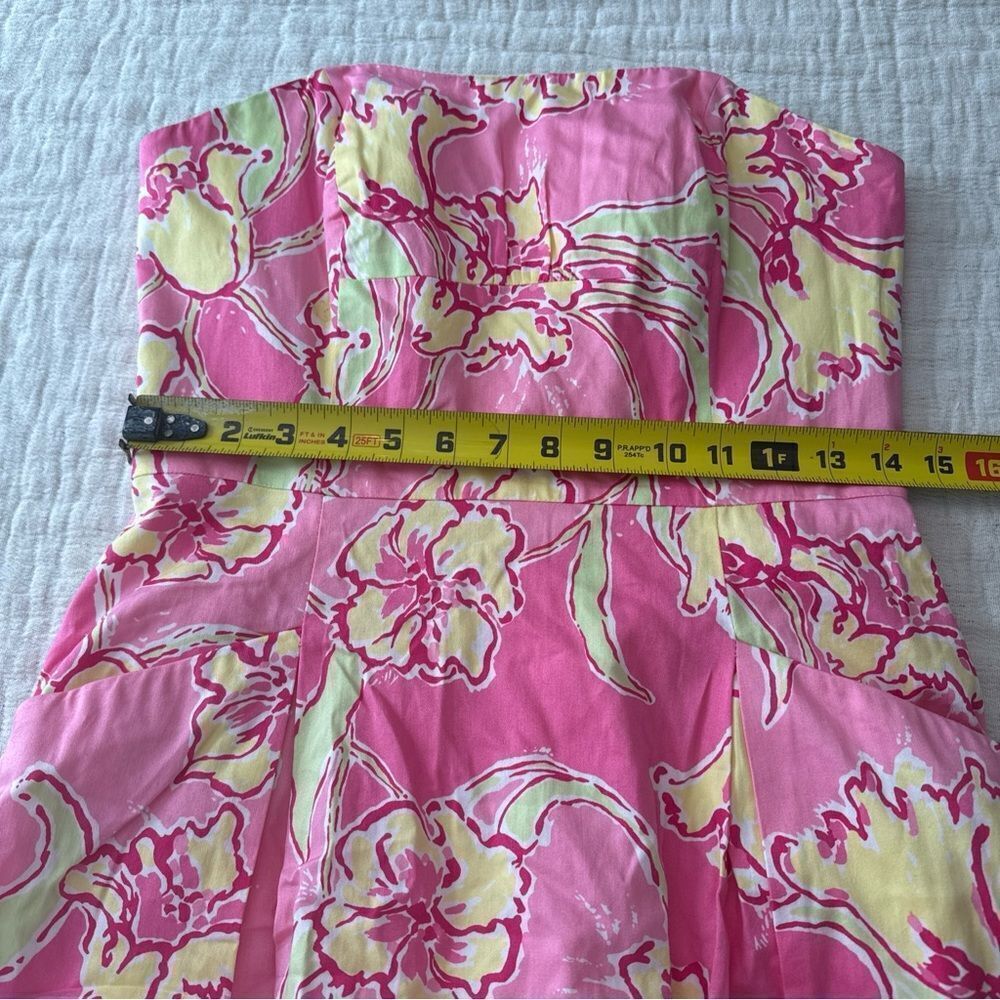 Lilly Pulitzer Blossom Strapless Lined Dress W/Pockets in Hotty Pink Day Size 6 - Picture 5 of 8